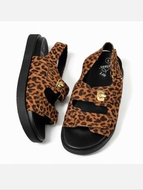 art class Leopard Print Brown and Black Kids Sandals